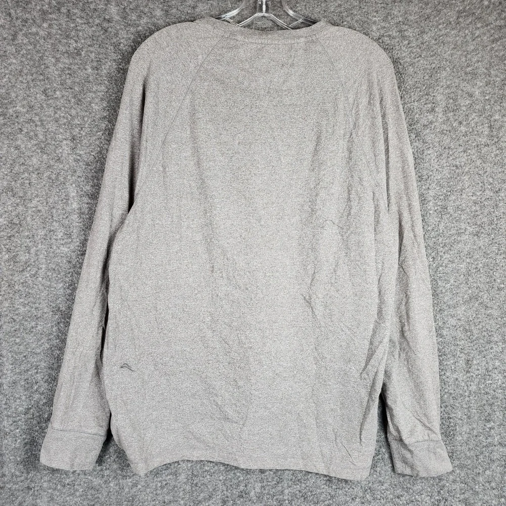 Banana Republic Henley Mens L Gray Long Sleeve Cotton Blend Heathered EUC